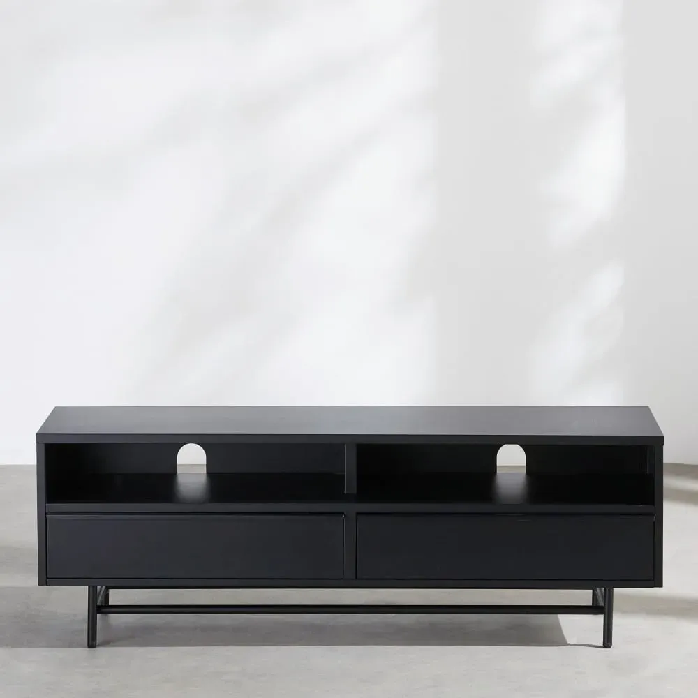 Meuble TV en acier noir L130