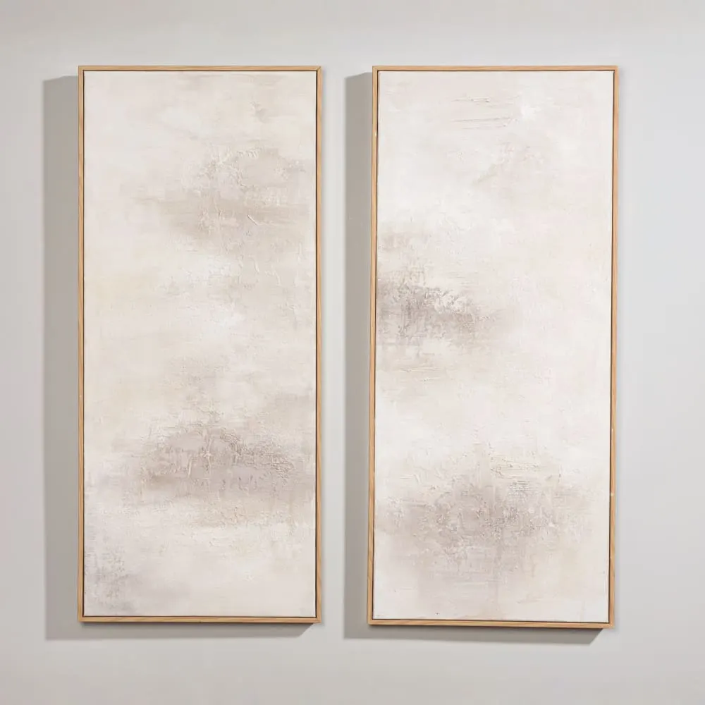 Toiles peintes grises et blanches, 35x80 cm (x2)