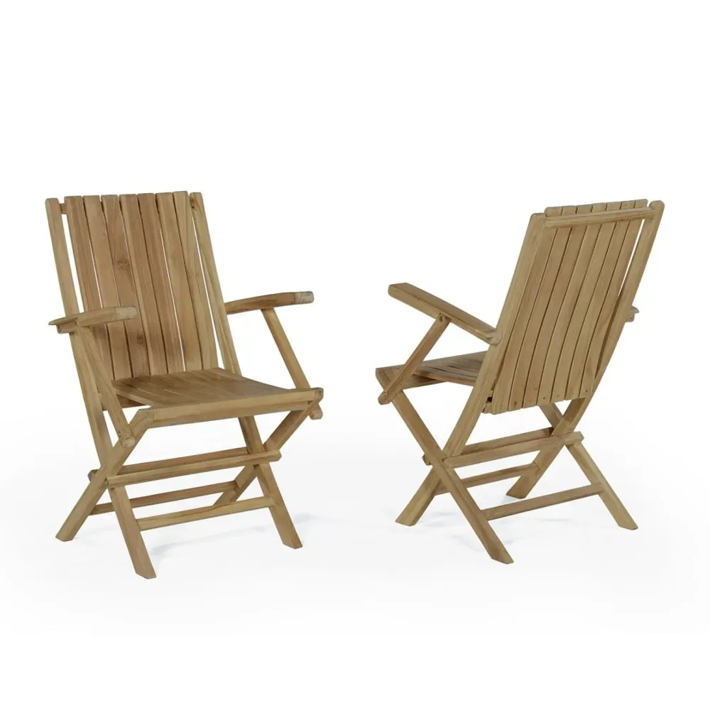 Fauteuils de jardin pliants en teck (lot de 2)