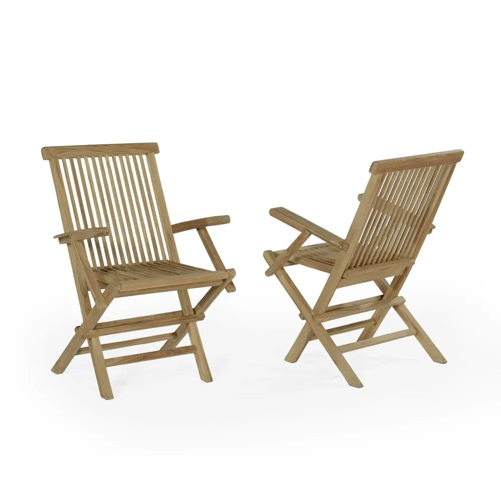 Fauteuils de jardin pliants en teck massif  (lot de 2)