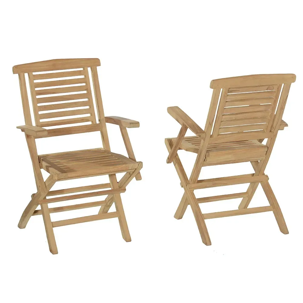 Fauteuils de jardin pliants en teck massif  (lot de 2)