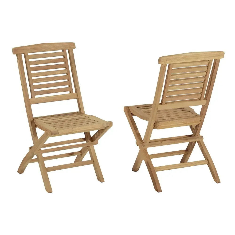 Chaises de jardin pliantes en teck massif  (lot de 2)
