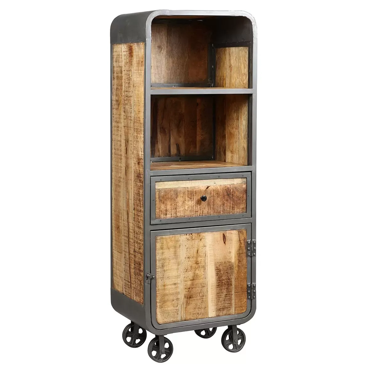 Etagère  multi-rangements acier et bois massif