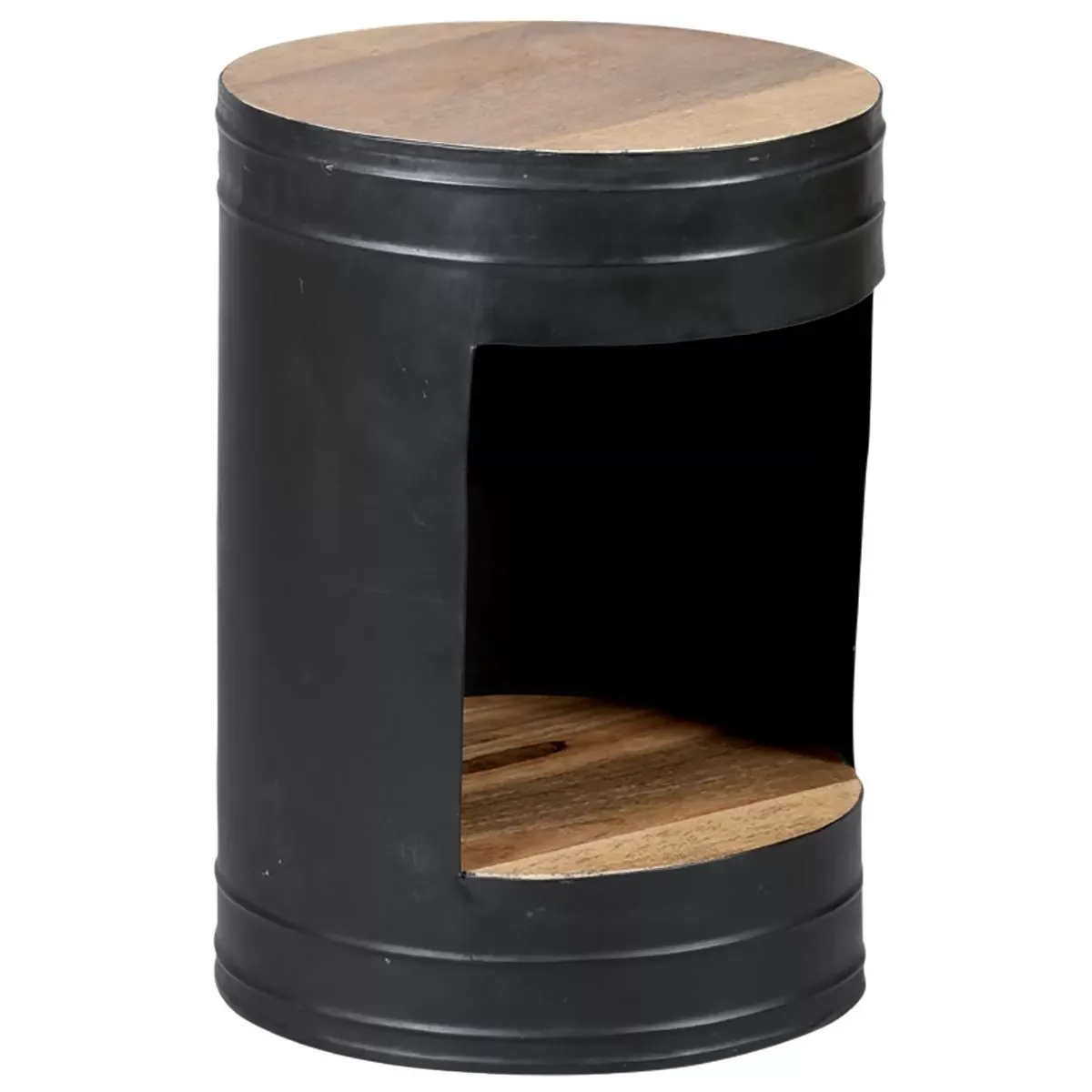 Bout de canapé en bois massif et métal gris