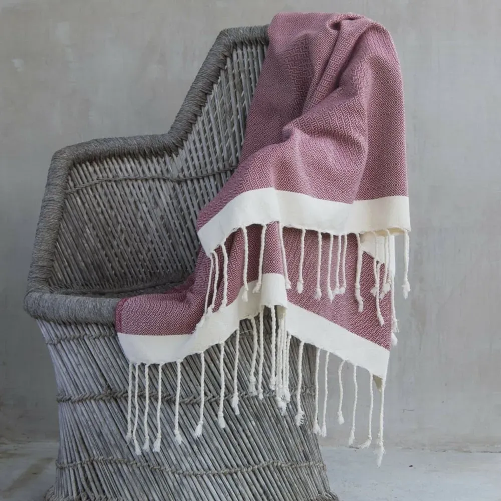 Plaid coton rouge & écru 130x170