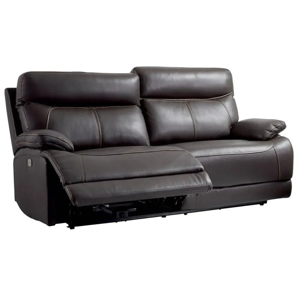 Canapé relax 3 places électrique en cuir marron foncé