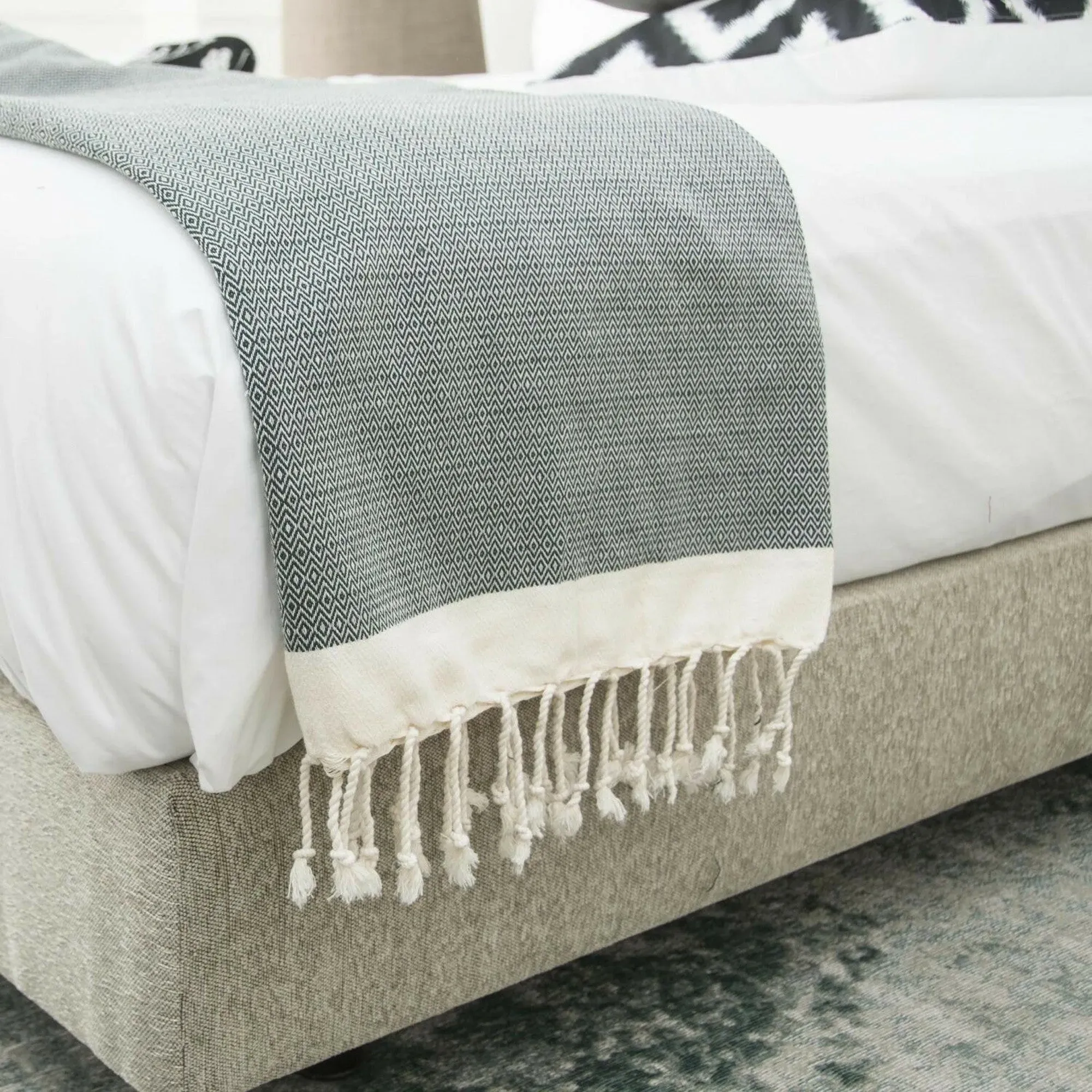 Plaid coton vert kaki 130x170