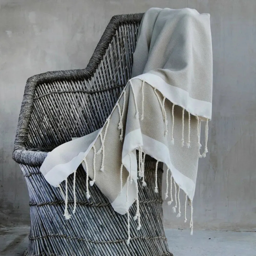 Plaid coton taupe & écru 130x170