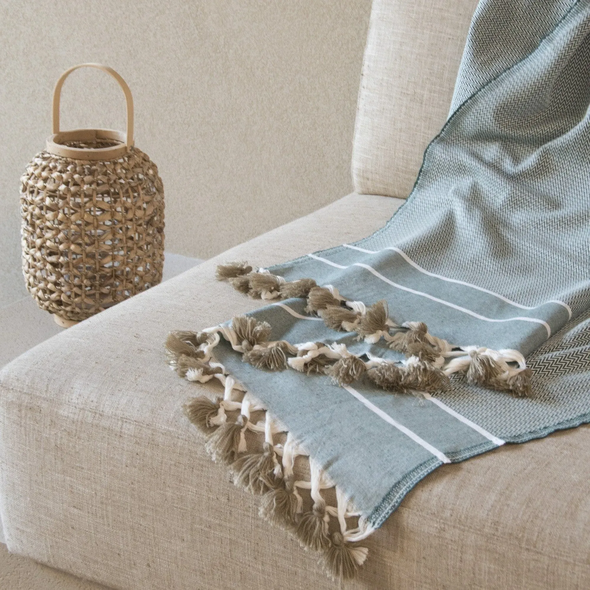 Plaid coton vert kaki 160x250