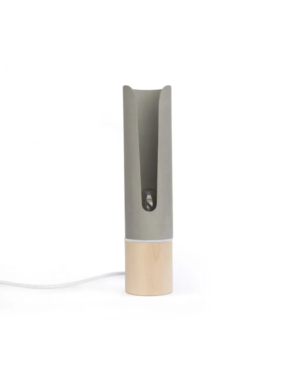 Lampe à poser en bois et béton, anneau feutrine blanc