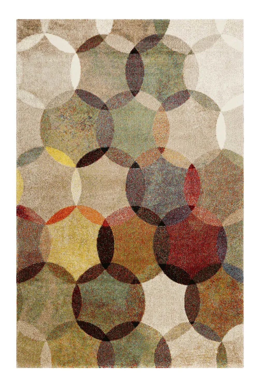 Tapis motif cercle vintage tons chauds 200x133