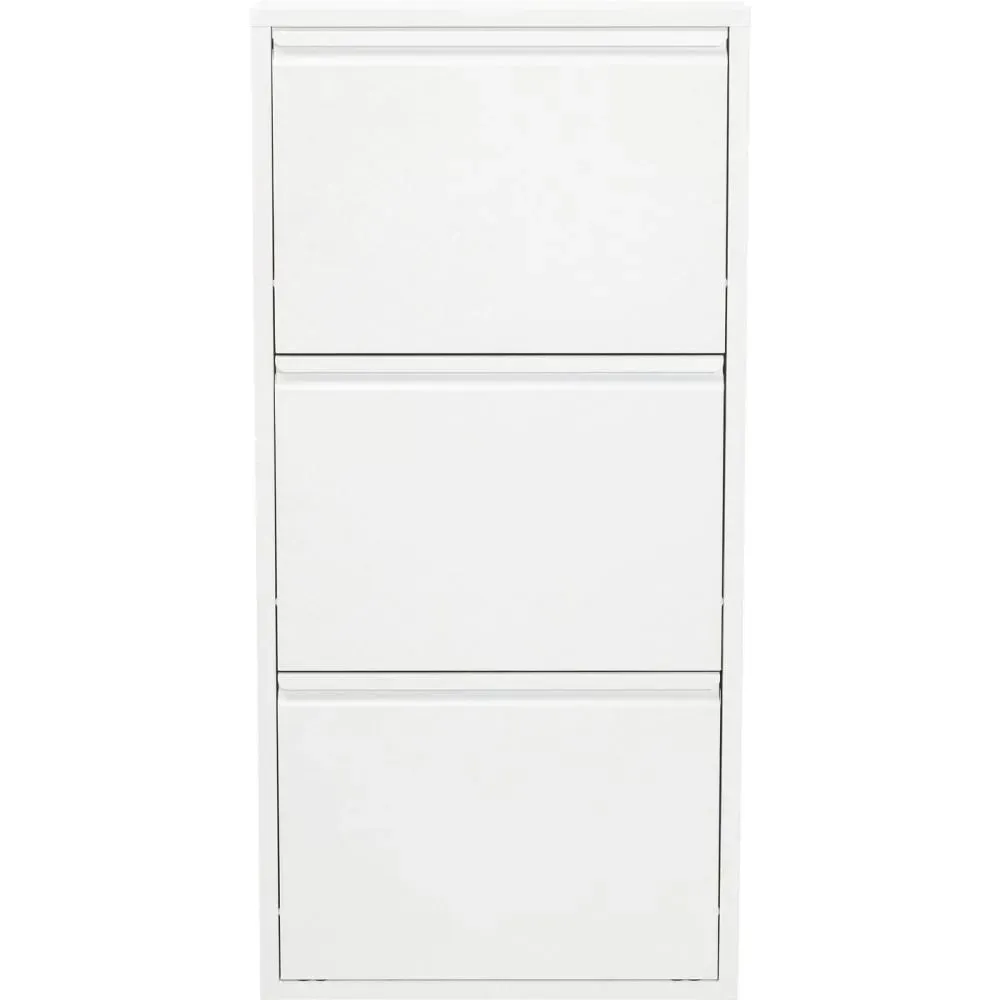 Casier à chaussures 3 tiroirs en acier blanc