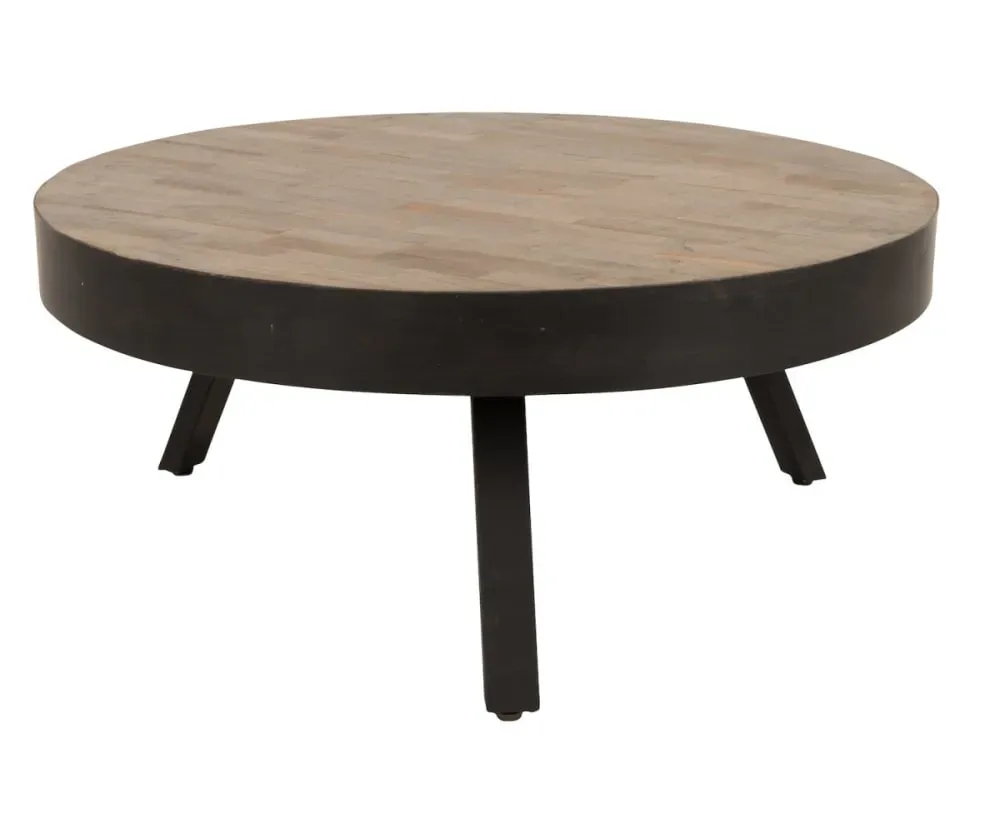 Table basse ronde en bois et acier