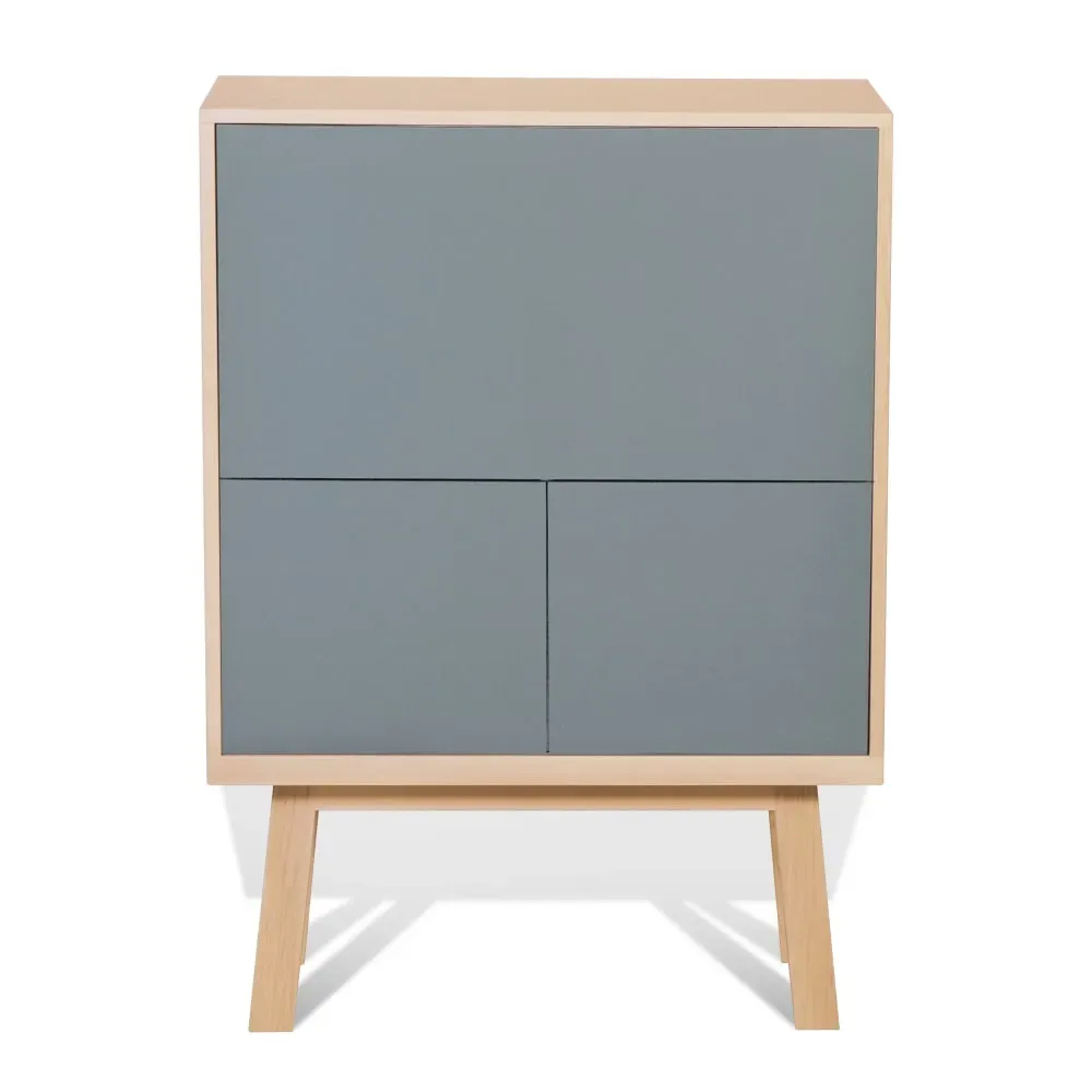 Bureau secrétaire avec rangement de 90 cm de large, en frêne
