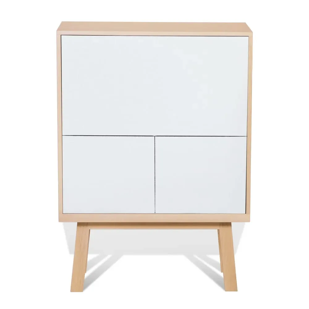 Bureau secrétaire avec rangement de 90 cm de large, en frêne