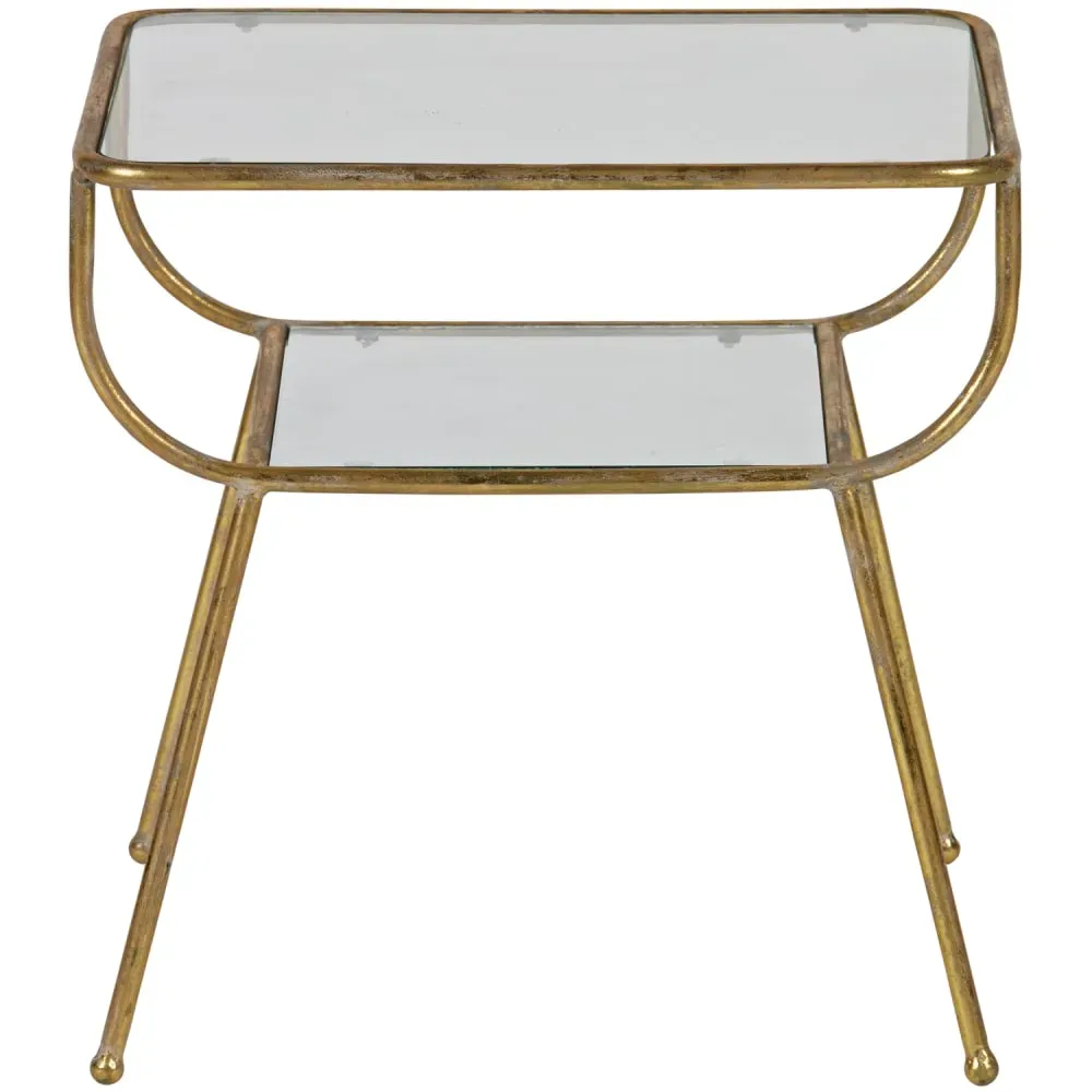 Table d'appoint en métal et verre laiton