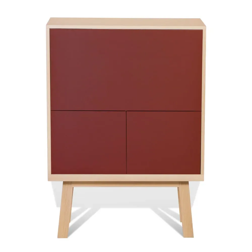 Bureau secrétaire avec rangement de 90 cm de large, en frêne