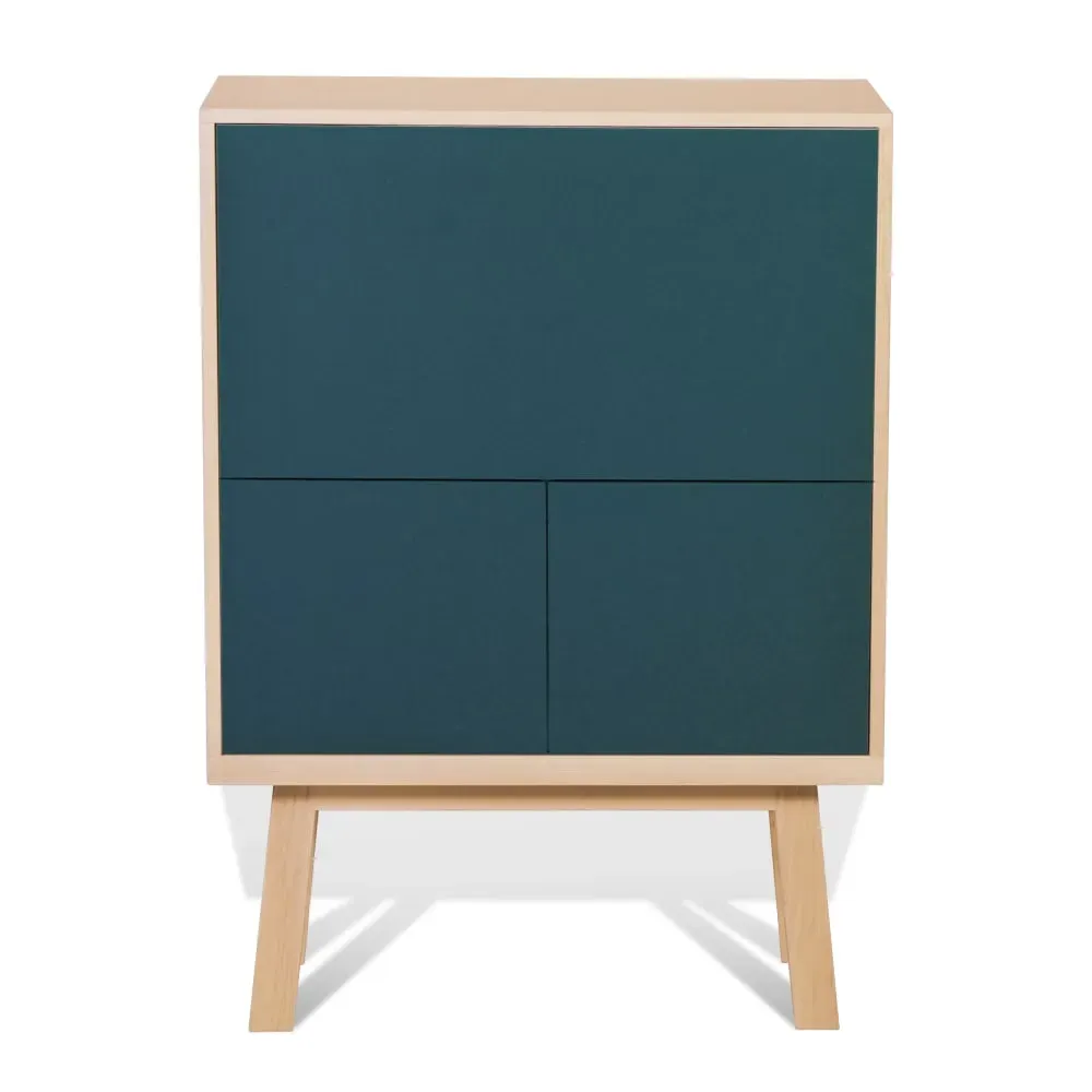 Bureau secrétaire avec rangement de 90 cm de large, en frêne