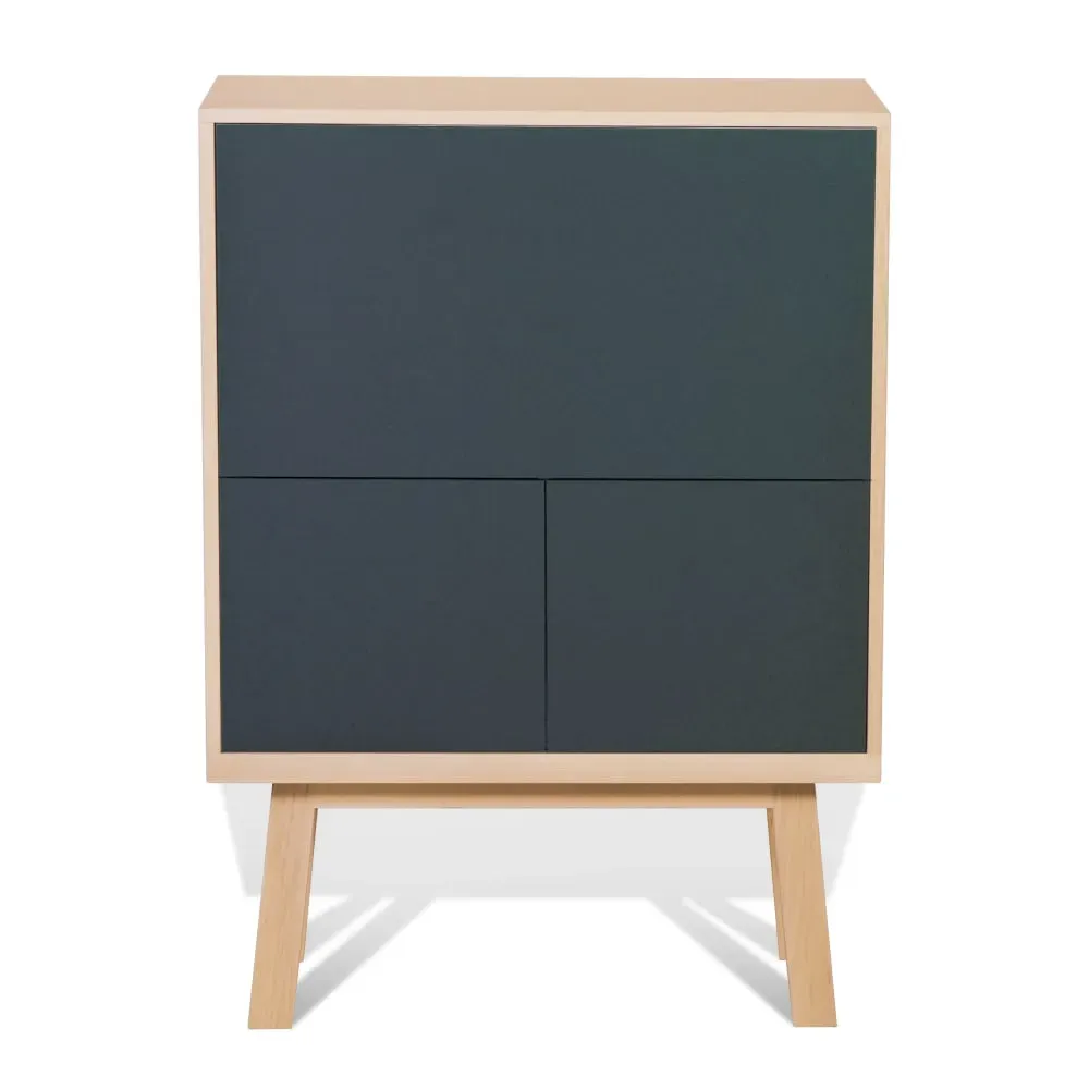 Bureau secrétaire avec rangement de 90 cm de large, en frêne