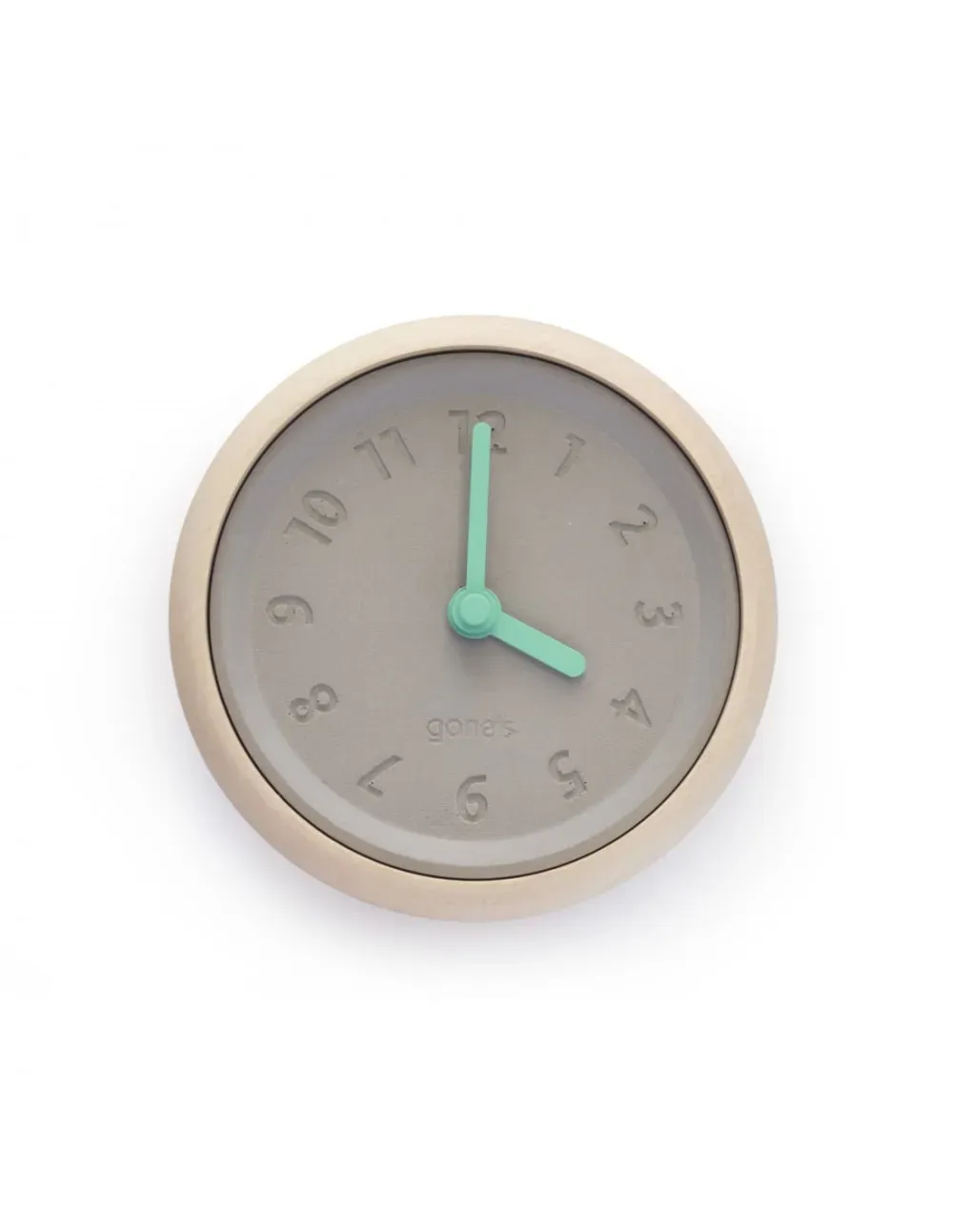 Horloge murale en bois et béton aiguilles turquoises