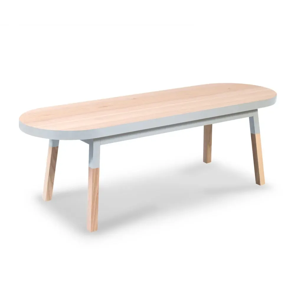 Table basse banc 140 cm, 100% frêne massif blanc balisson