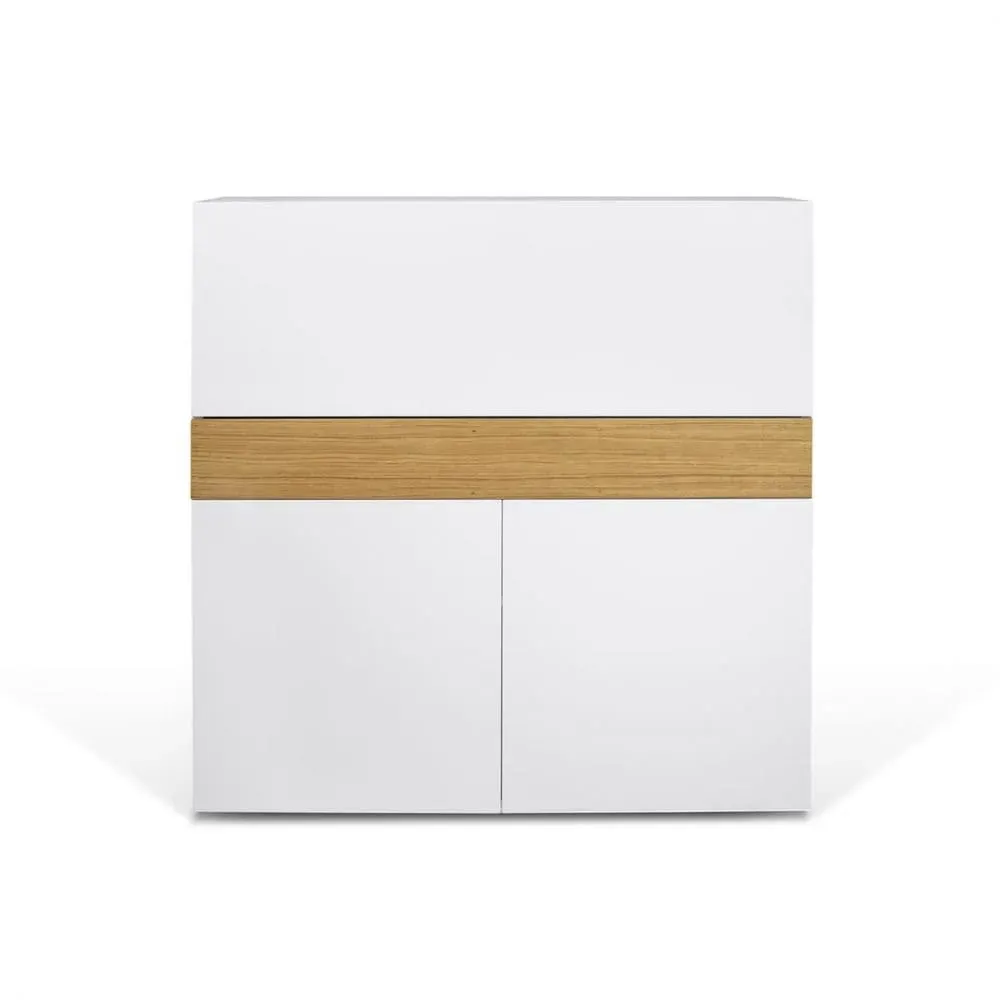 Bureau 1 tiroir effet bois blanc et chêne naturel