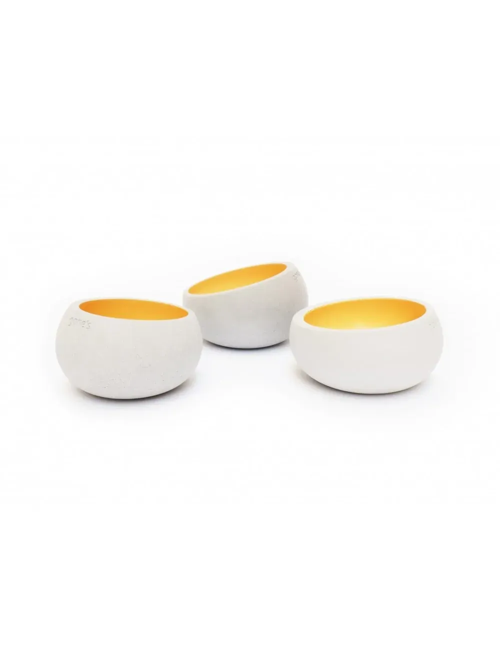 Lot de 3 photophores en béton cream gold