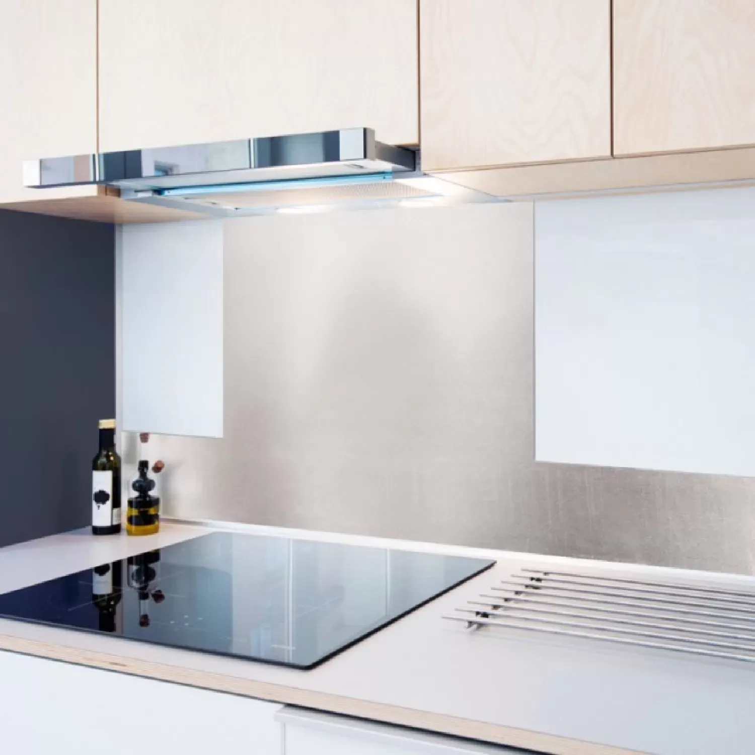 Crédence cuisine Fond de hotte ALU L60xH70cm Gris Indus