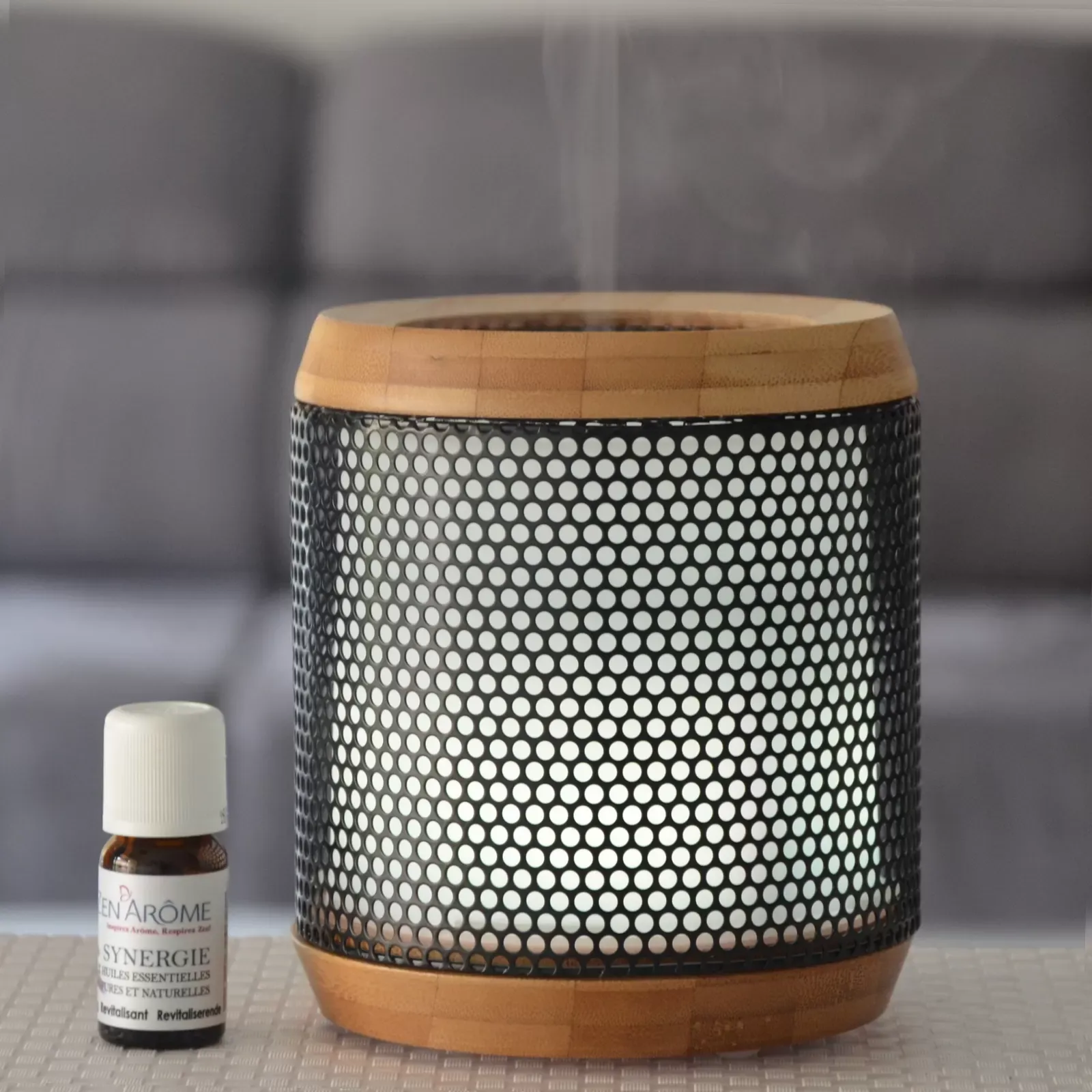 Diffuseur d'huiles essentielles ultrasonique métal et bambou Elipsia