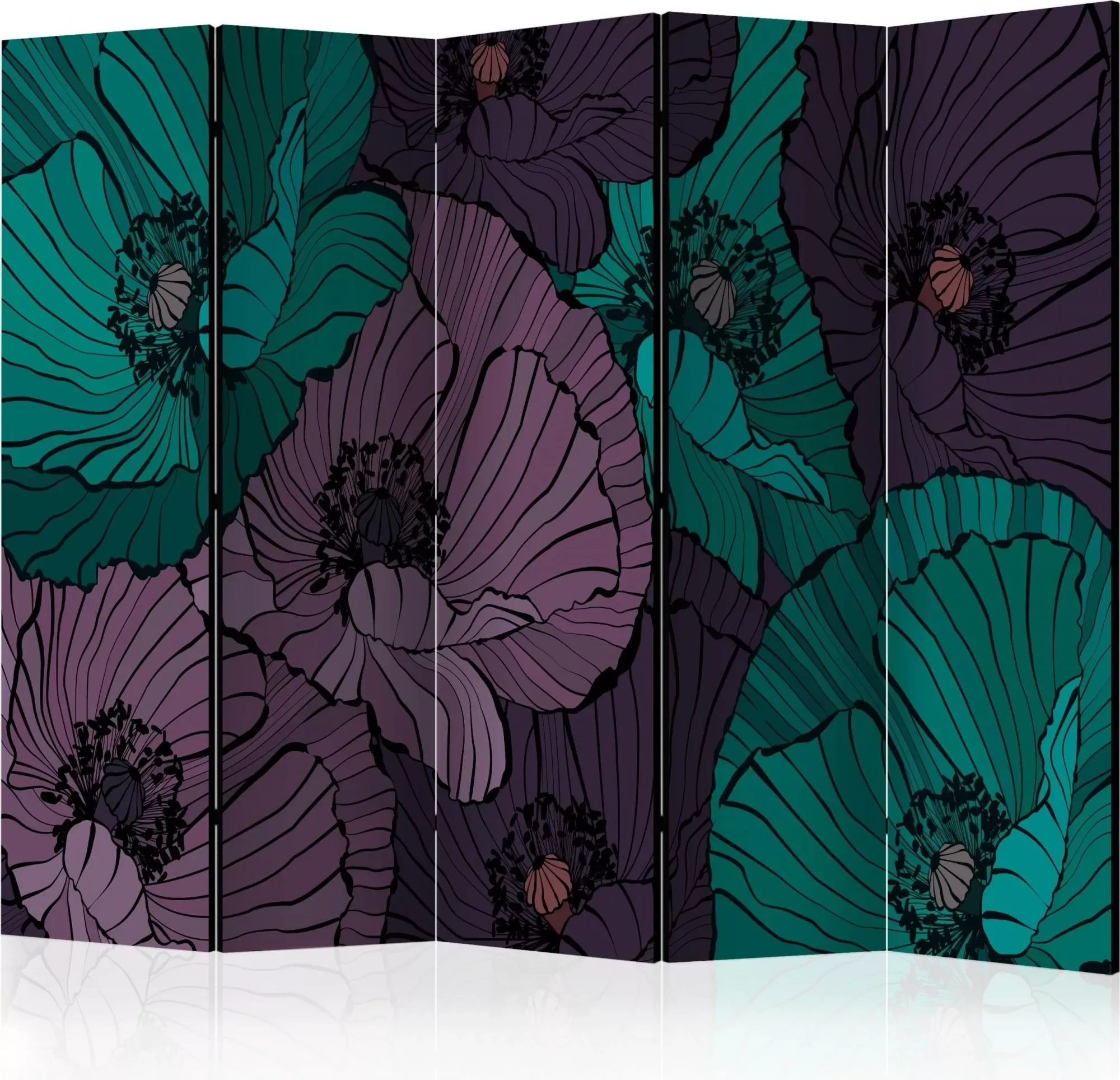 Paravent Fleurs Toile intissée Violet