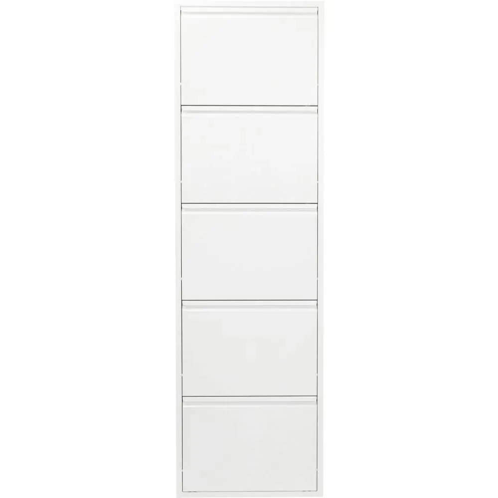 Casier à chaussures 5 tiroirs en acier blanc