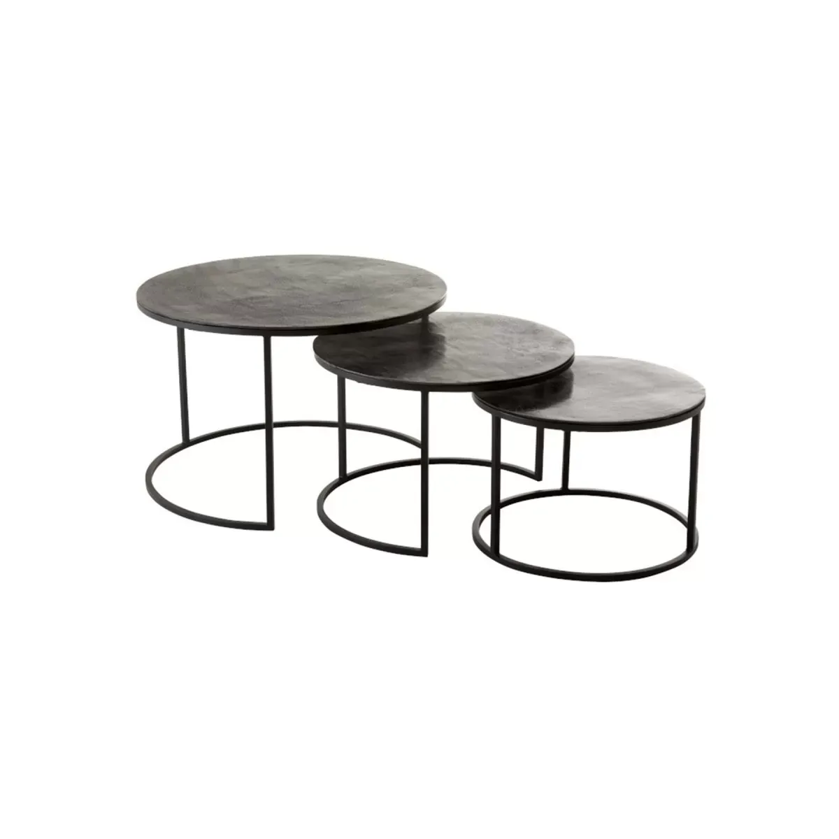 Lot de 3 tables gigognes rondes en métal