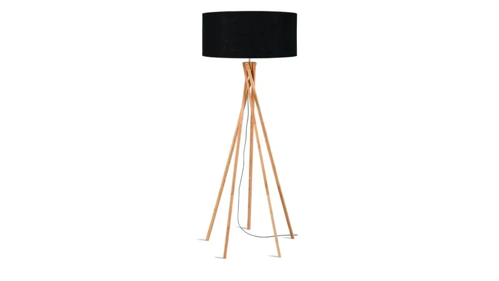 Lampadaire en bambou et lin noir H160cm