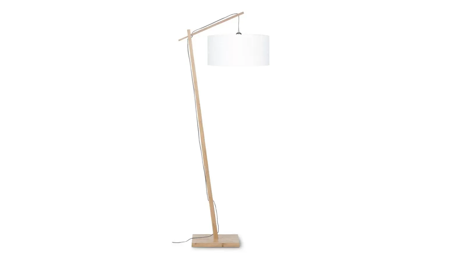 Lampadaire bambou et lin naturel blanc H176cm