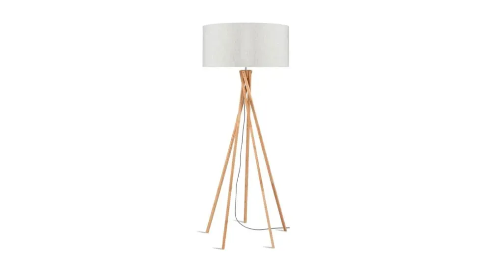 Lampadaire en bambou et lin gris H160cm