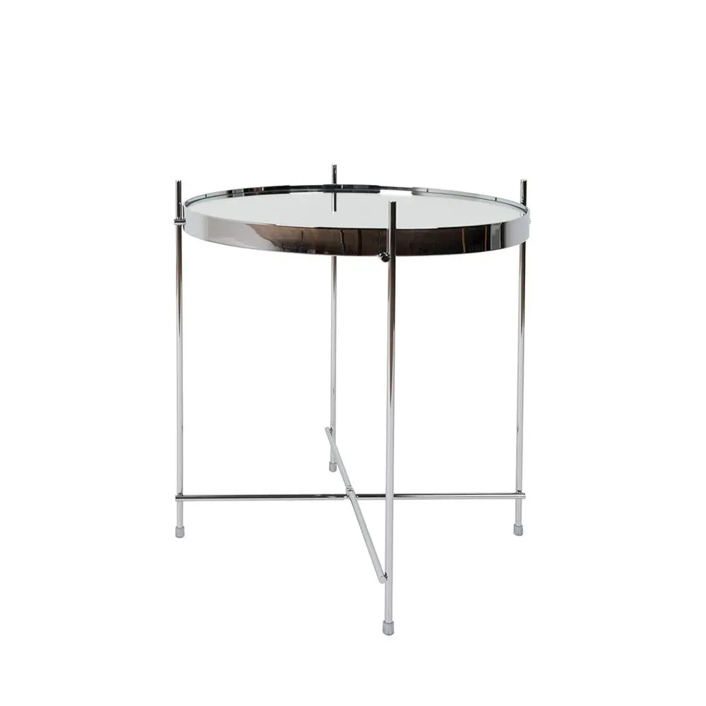 Table d'appoint en métal argenté D43cm