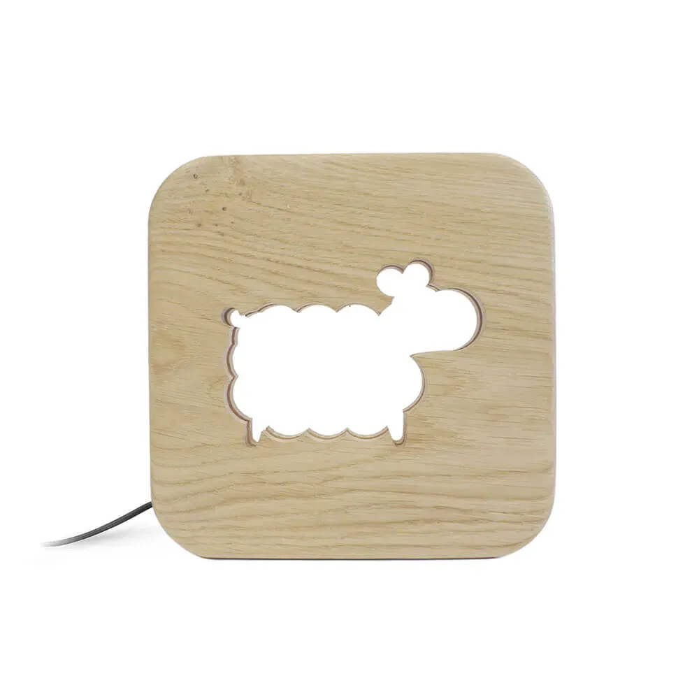 Lampe à poser veilleuse en bois mouton