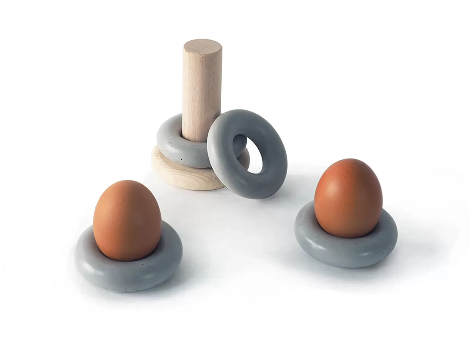 Coquetier en bois et béton - Lot de 4