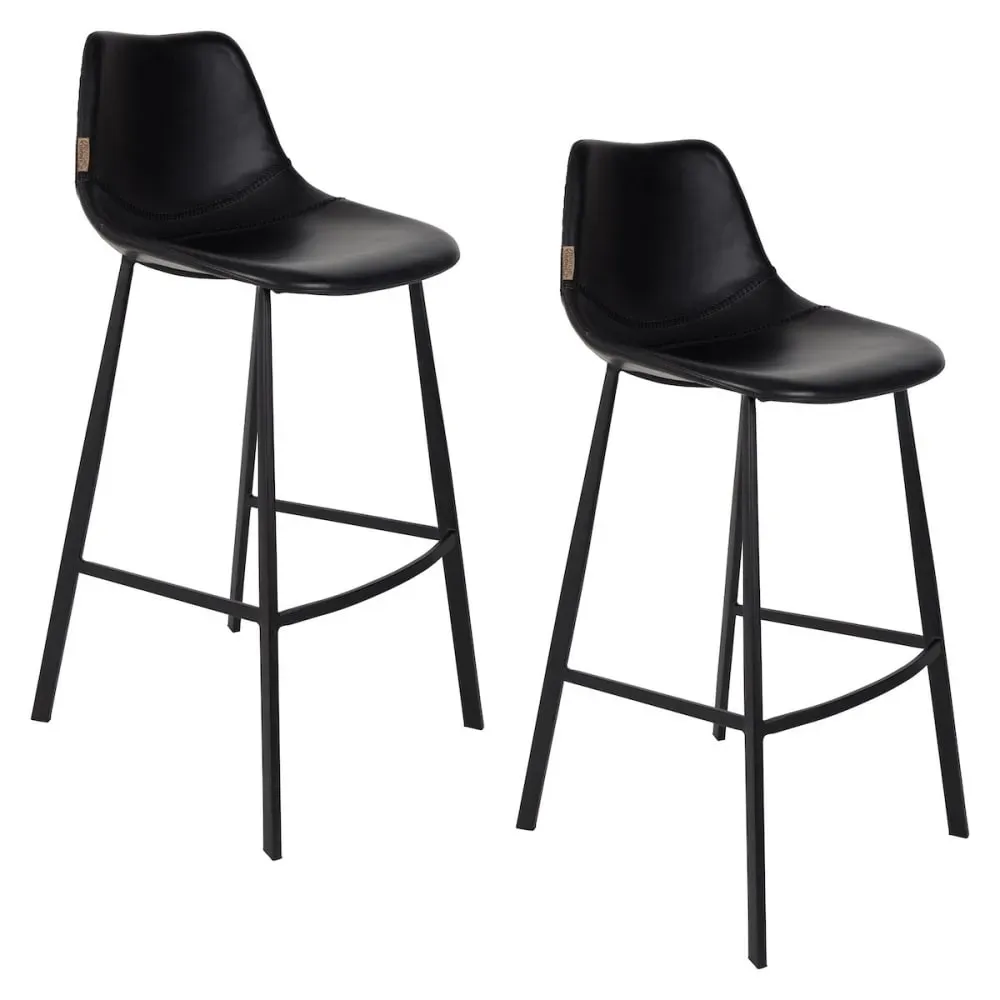 Lot de 2 tabourets de bar en simili cuir noir
