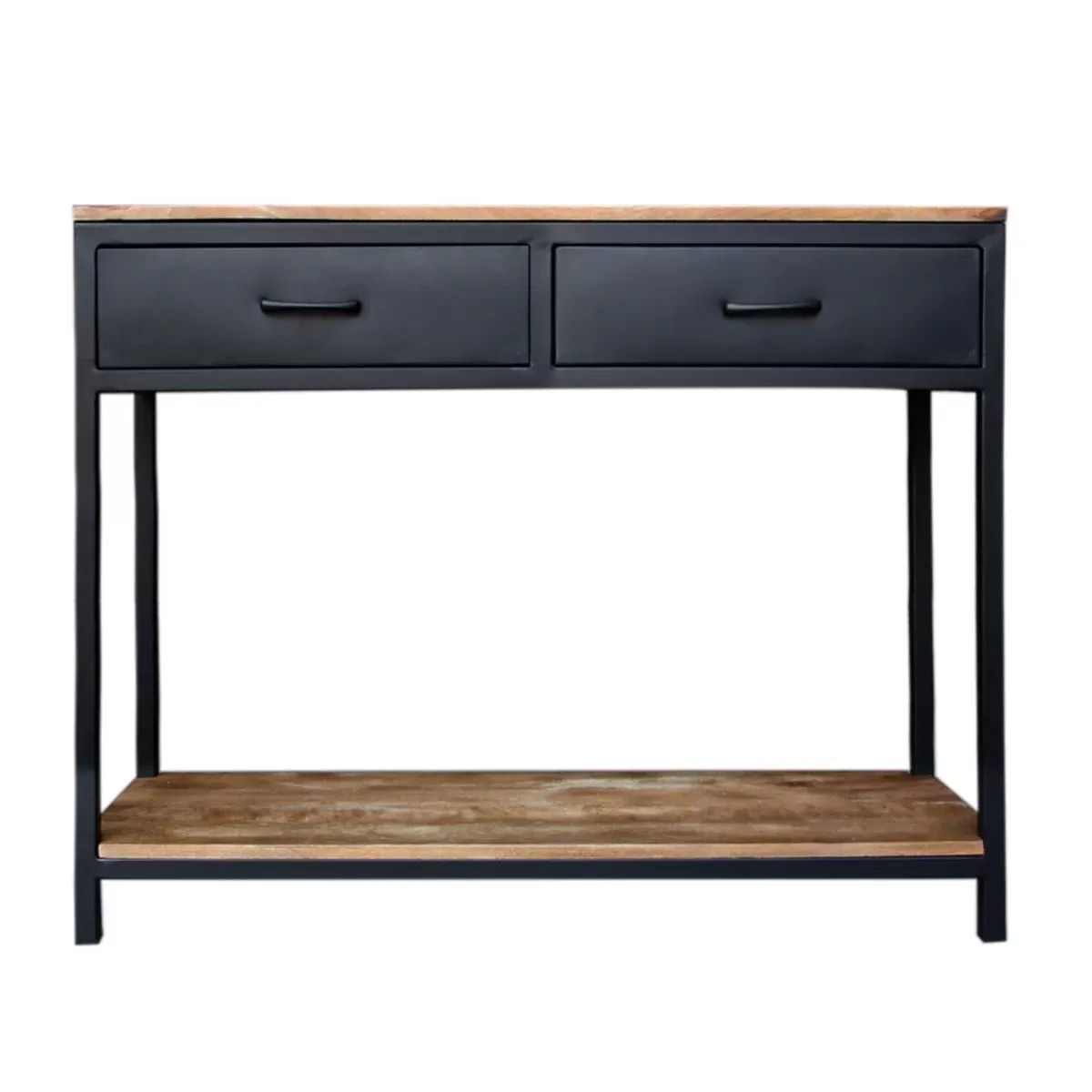 Console métal et manguier 2 tiroirs