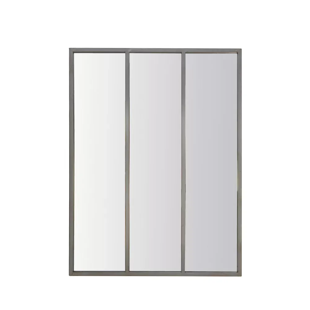 Miroir verrière style industriel 90x120 - Argent