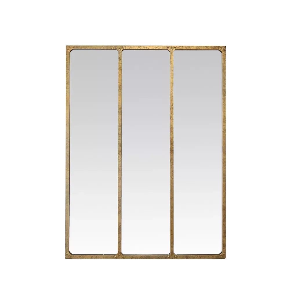 Miroir verrière style industriel 90x120 - Doré