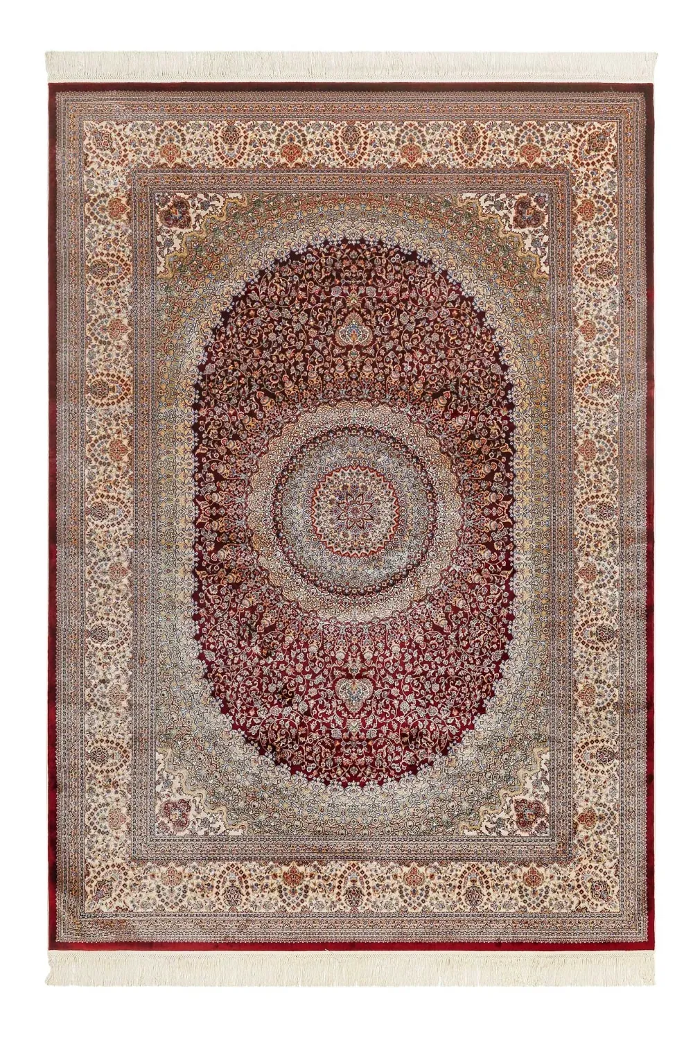 Tapis tissé fin vintage rouge de très grande qualité soyeux 140x80