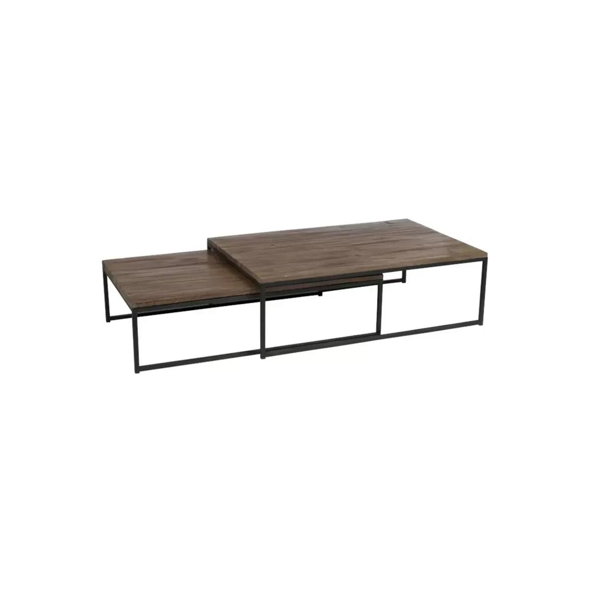 Lot de 2 grandes tables gigognes ROBERT noir 120x80x38cm