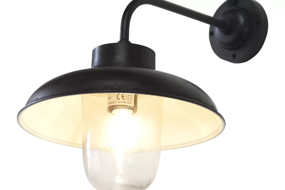 Applique d'extérieur coudée en métal noir