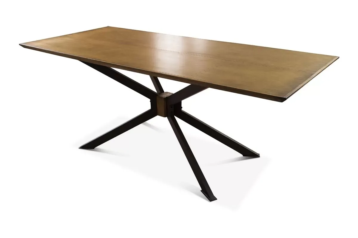 Table de repas en bois et laiton cuivré