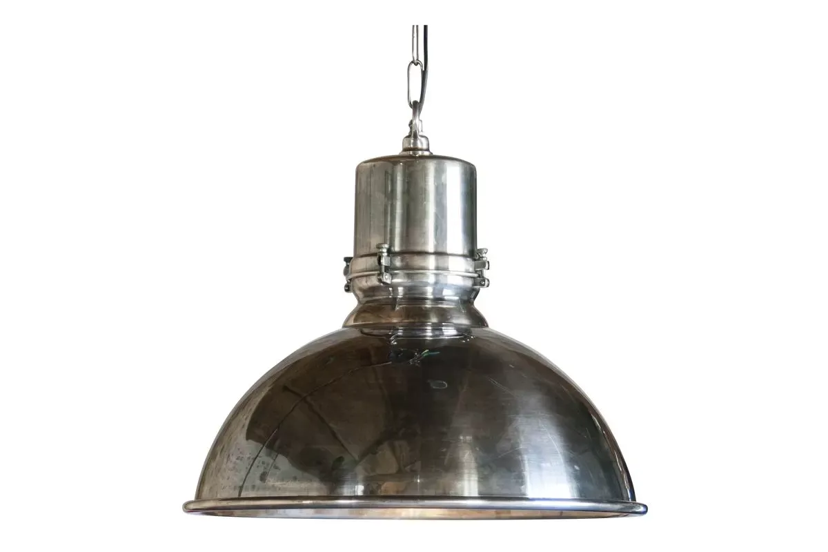 Grande suspension en métal argenté