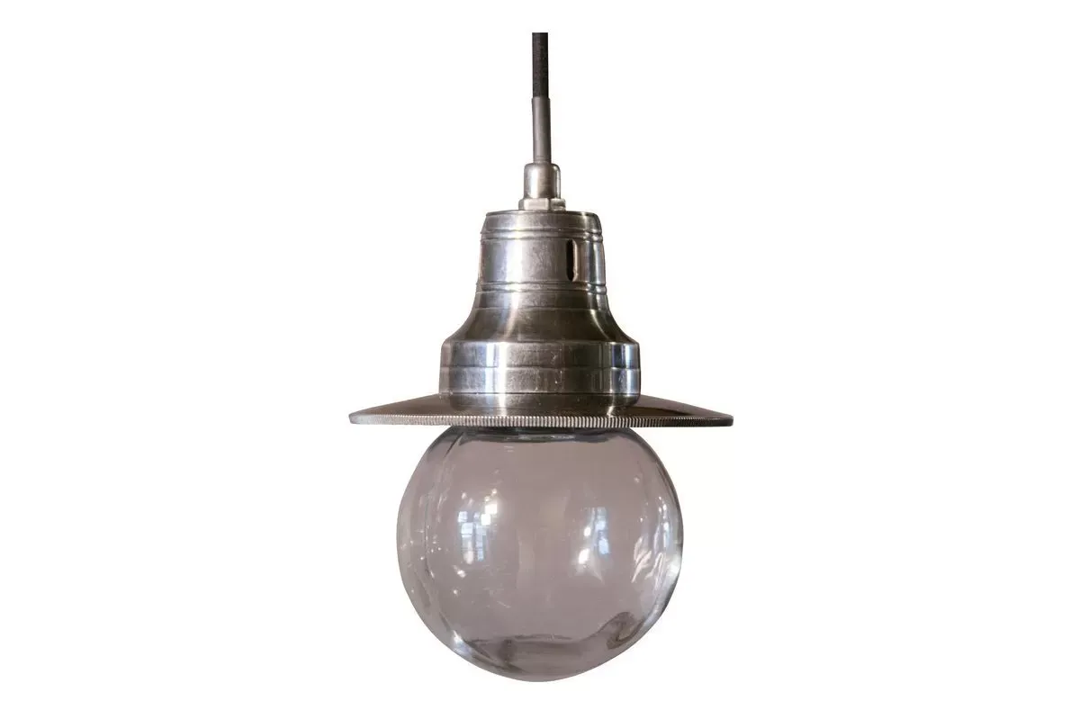 Lampe suspendue en métal argenté