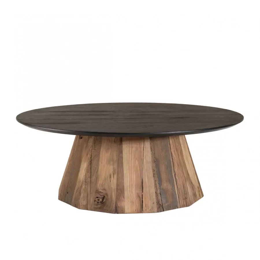 Table basse ronde en pin recyclé D90