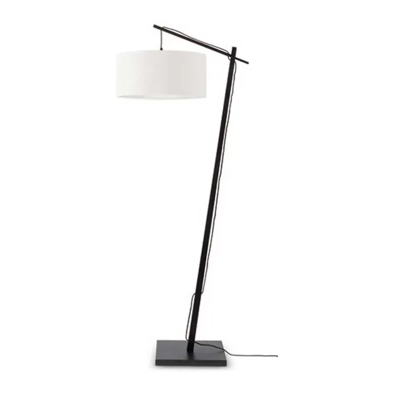 Lampadaire en bambou noir/lin H176cm
